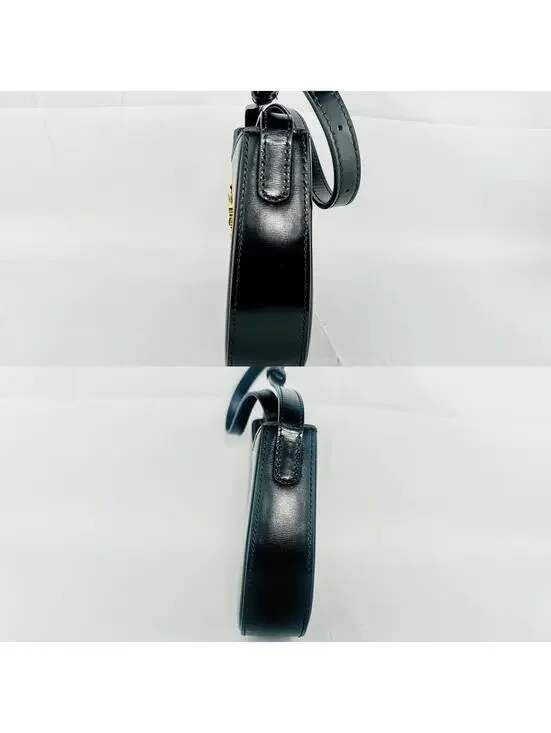 CELINE Medium Tilly Shoulder Bag Black Shiny Calfskin Triomphe - Picture 8 of 9